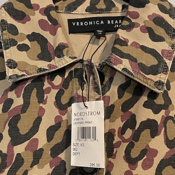 New Veronica Beard Mercer Leopard Washed Cotton Jacket XS $395 - Picture 6 of 8